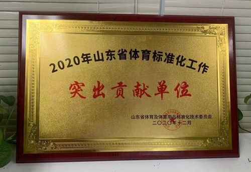 恭喜九游娱乐Nineame官方网站體育榮獲山東省體育及體育用品標(biāo)準(zhǔn)化技術(shù)委員會授予“突出貢獻單位”榮譽稱號